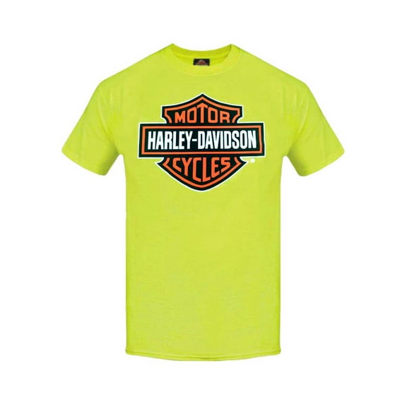 Men's Elongated Bar & Shield Safety Green T-Shirt. 30291737, Harley Davidson
