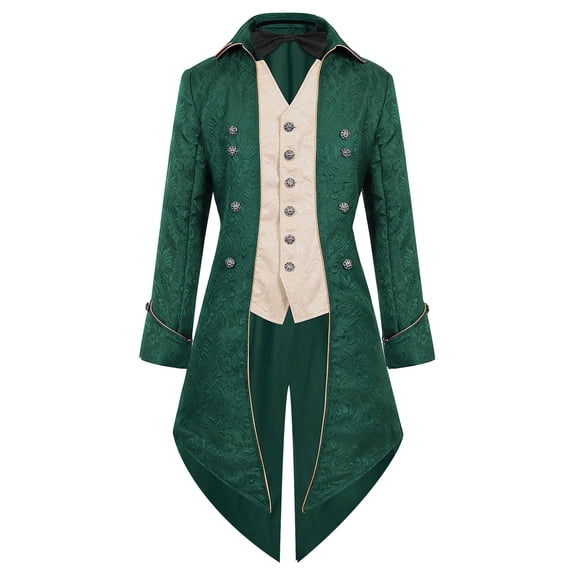Men's Embroider Long Tailcoat Medieval Gothic Halloween Pirate Vampire Cosplay Costume Victorian Frock Coats