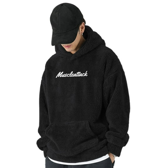 Men's Embroidered Lettering Hoodie Casual Pullover Sweatshirt For Athletic Streetwear Comfort Fit Oversized Pullover Long Sleeve Crewneck Casual Tops