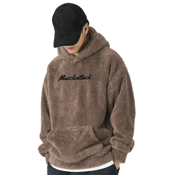 Men's Embroidered Lettering Hoodie Casual Pullover Sweatshirt For Athletic Streetwear Comfort Fit Oversized Pullover Long Sleeve Crewneck Casual Tops