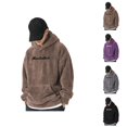 thumbnail image 1 of Men's Embroidered Lettering Hoodie Sweatshirt Long Sleeve Crewneck Solid Color Athletic Streetwear Pullover, 1 of 9
