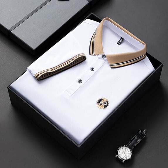 Men's Embroidered Letters Polo T-Shirt - Stylish and Elegant