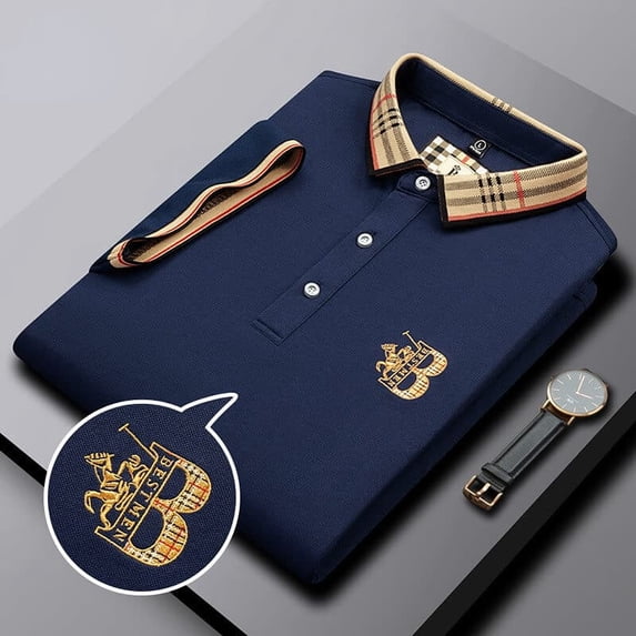 Men's Embroidered Short Sleeve Casual Fashion Business Polo Shirt