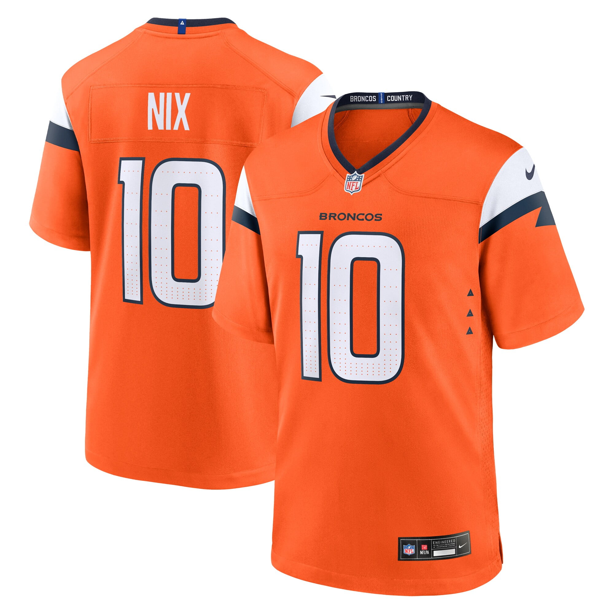 Men's Embroidery Jersey Denver_Broncos Bo Nix Orange 2024 Draft First