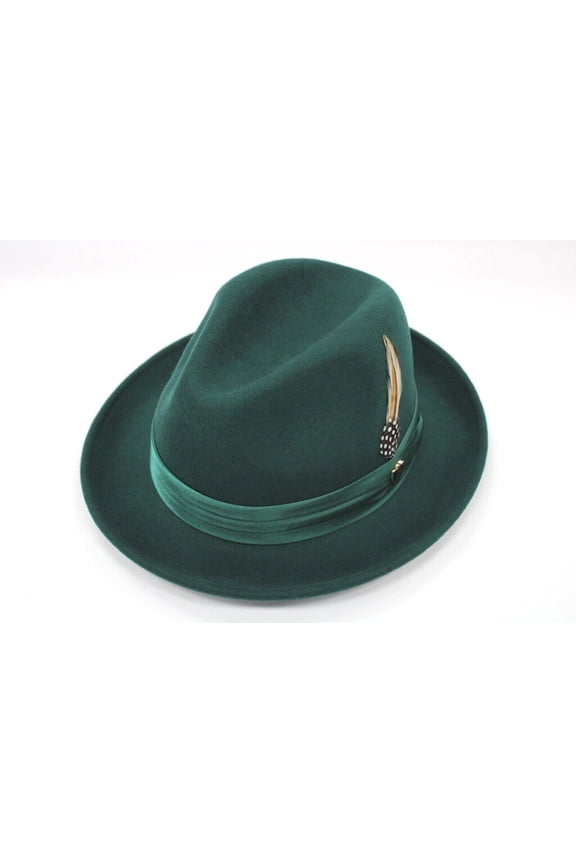 Men's Emerald Green Fedora 100% Wool By Bruno Capelo Crushable UN-115