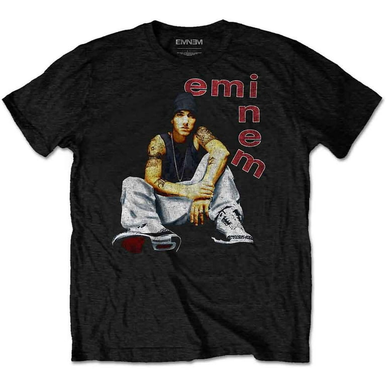 Eminem Official Licensed Men's Graphic Letters Tee, Black, Slim