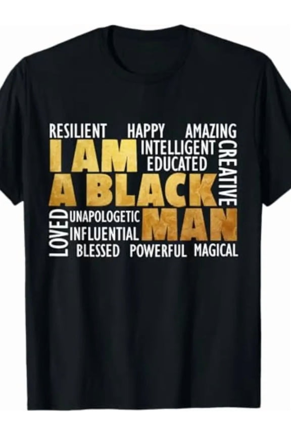 Men's Empowerment Graphic T-Shirt - 100% Cotton Crew Neck Short Sleeve Shirt with "I Am A Black for Man" Slogan - Casual & Training Wear for Year-Round Confidence - Unisex Fit