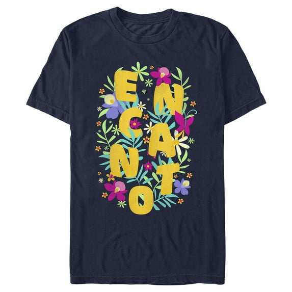 Men's Encanto Floral Logo Graphic Tee Navy Blue Large