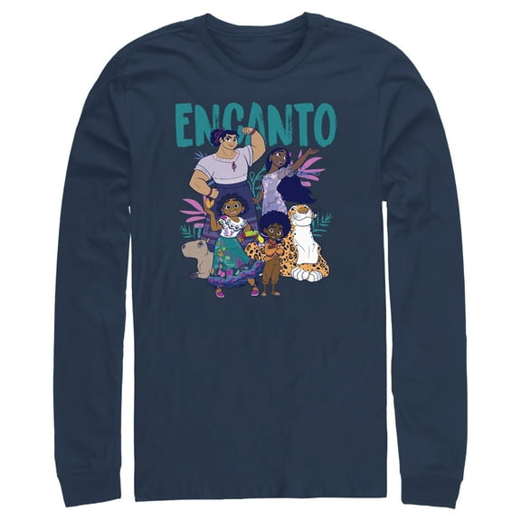 Men's Encanto The Family With Magical Gifts Long Sleeve Shirt Navy Blue 2X Large