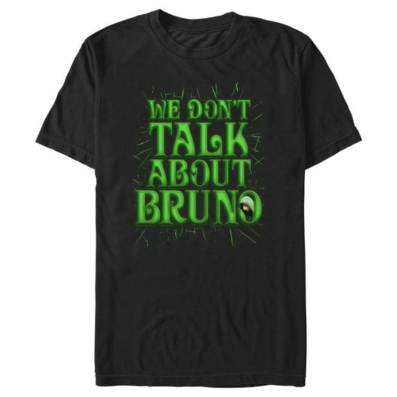 Men's Encanto We Don't Talk About Bruno Green Text Graphic Tee Black 3X Large