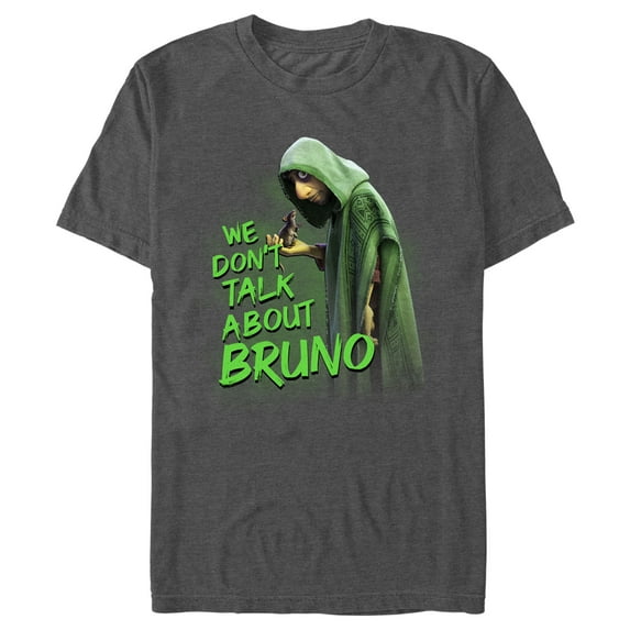 Men's Encanto We Don't Talk About Bruno Green Text Graphic Tee Charcoal Heather 2X Large