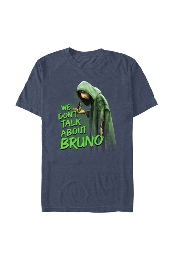 Men's Encanto We Don't Talk About Bruno Green Text Graphic Tee Navy Blue Heather Large
