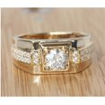 thumbnail image 1 of Men's Engagement Ring Solid 14K Yellow Gold Plated Silver 2 Ct Round Cut Certified Moissanite, 1 of 3