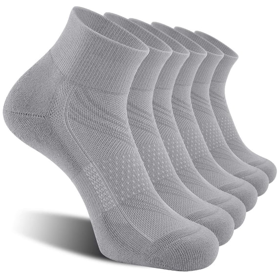 Men's Essential 6-Pack Solid Color Crew Socks, Premium Breathable Cushion Socks for Sports and Office, Durable Cotton Blend Comfort Hosiery, 6 Pairs, Gray, One Size