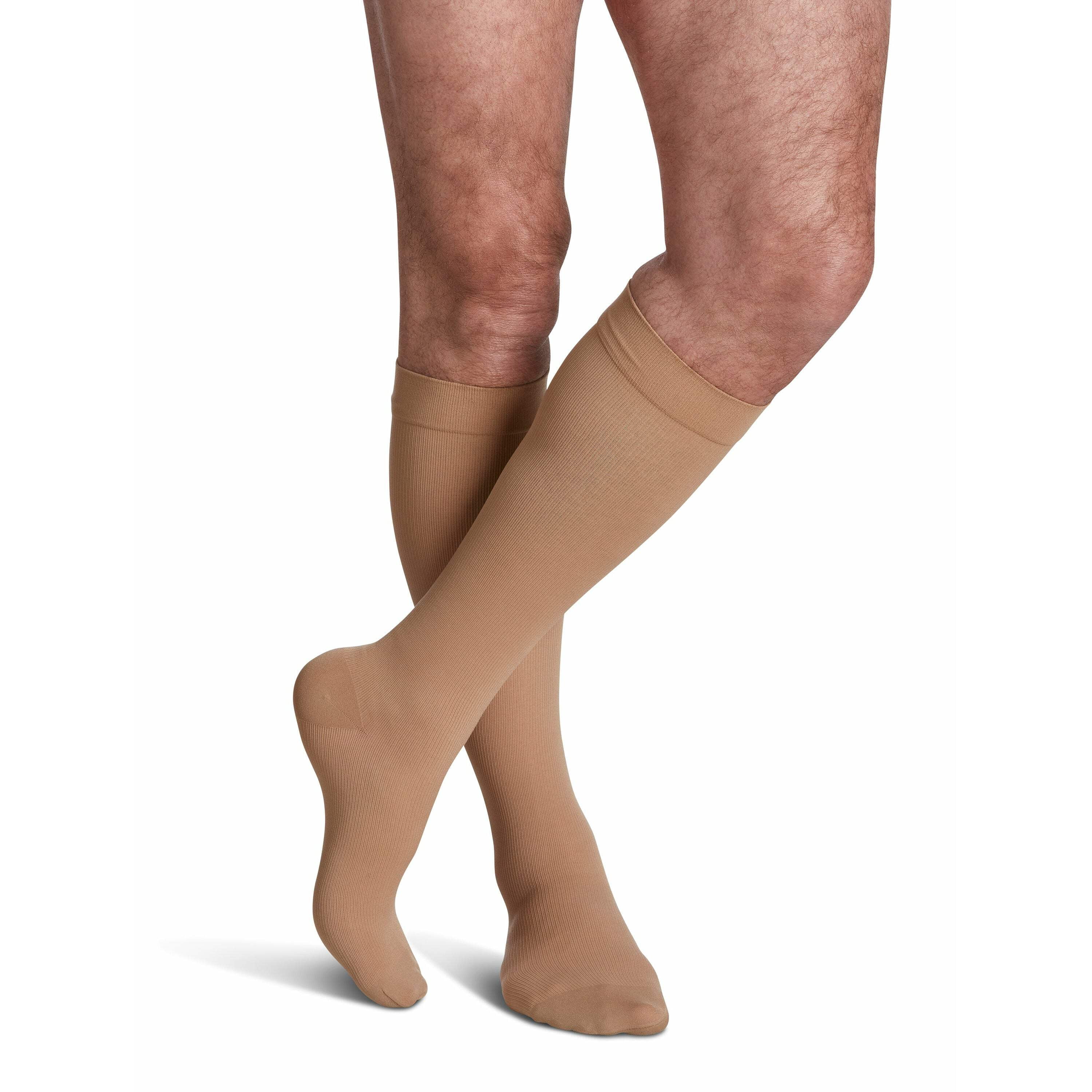 Men's Essential Opaque Calf Men's Closed Toe Light Beige (Crispa) LS - Large Short 30-40mmHg