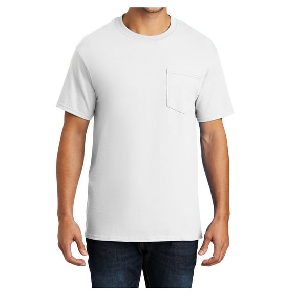 Men's Essential T Shirt with Pocket White 2XL