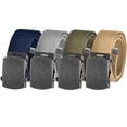 thumbnail image 1 of Men's Essentials Adjustable Belt Pack High Strength Canvas Web Belt with Distressed Silver Slider Buckle 4 Pack, 1 of 3