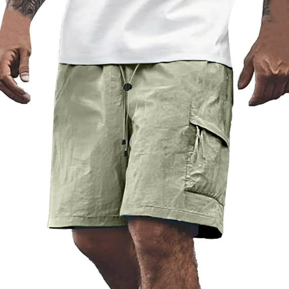 Men's European Solid Color Sunscreen Sports Shorts - Sweat-Wicking Breathable Quick Drying with Pockets