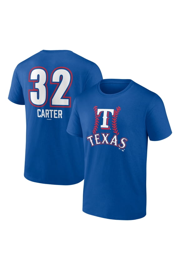 Men's Evan Carter Royal Texas Rangers Fastball Player Name & Number T-Shirt