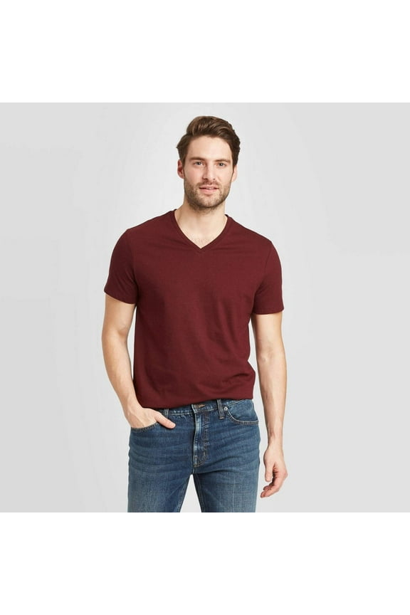 Men's Every Wear Short Sleeve V-Neck T-Shirt - Medium - Pomegranate - Goodfellow  Co