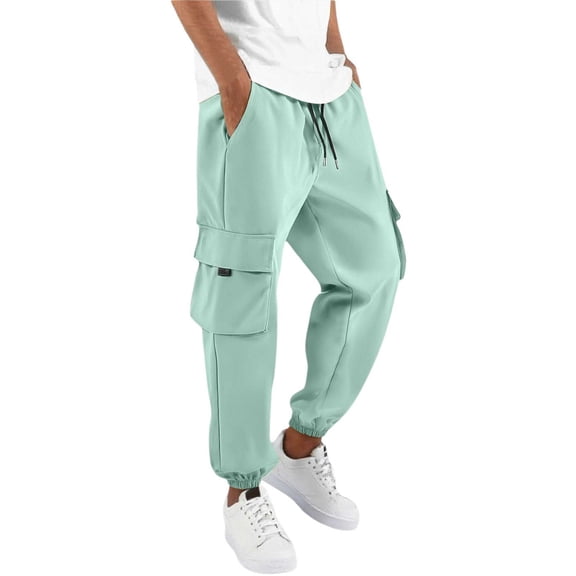 Men's Everyday Cargo Work Trousers With Functional Pockets Ideal For Casual Wear And Use In All Weather Conditions Comfort Fit Design Casual Pants Elastic Waist Straight Work Pants for Men