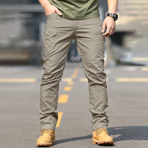 Men's Everyday Wear Pants Multi-Pocket Cargo Loose Flexible Outdoor Trousers