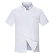 Mens Executive Chef Coat, Classic Button Front Long Sleeve Professional Kitchen Jacket for Cooking, Culinary Work, and Restaurant Staff, Traditional Design with Functional Buttons White M