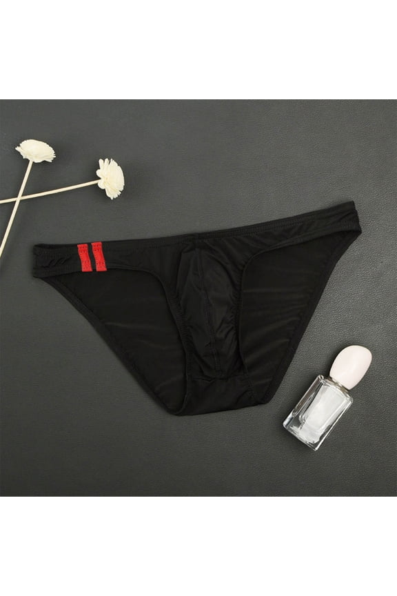 Men's Exotic Apparel Comfortable Low Rise Briefs For Daily Wear Home Leisure Outdoor Hiking Breathable Underwear Solid Color Design, M, Black
