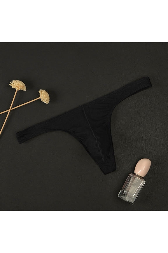 Men's Exotic Apparel Low Rise Thong Underwear for Daily Wear Home Outdoor Hiking Casual Lightweight Breathable Soft Comfort, L, Black