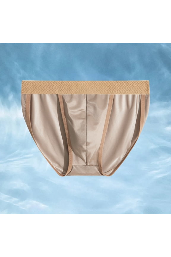 Men's Exotic High Cut Briefs Satin Ice Silk Underwear for Daily Home Casual Party – Breathable Low Rise Triangle Panties Men’s, L, Grey