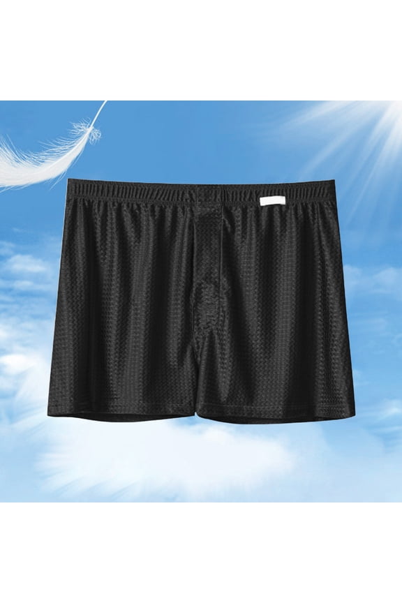 Men's Exotic Triangle Pants Novelty Ice Silk Transparent Front Open Hole Back Lift Thongs for Daily Home Leisure Outdoor Walks, L, Black
