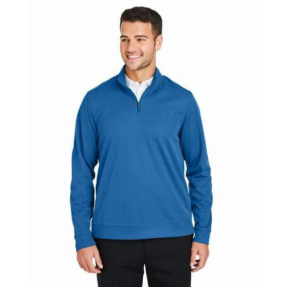 North End NE412 Men's Express Tech Performance Pique Quarter-Zip Pullover-Light Nautical Blue-L