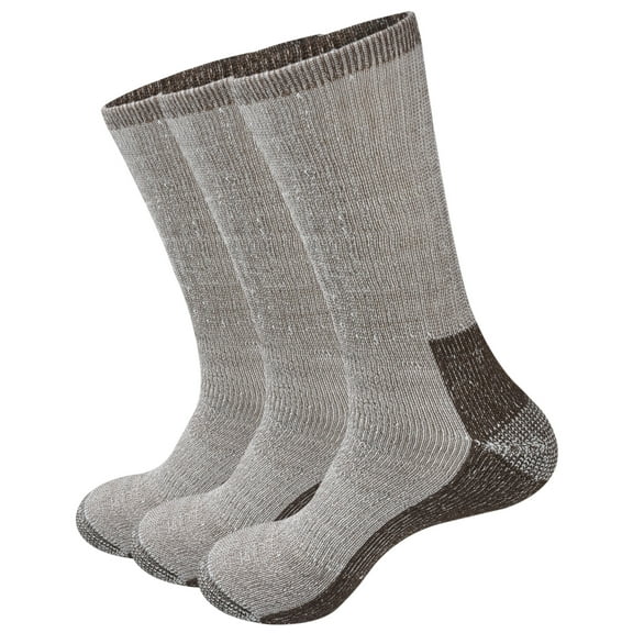 Men's Extra Heavy Cushion Wool Blend Outdoor Hiking Ski Crew Socks with Moisture Wicking