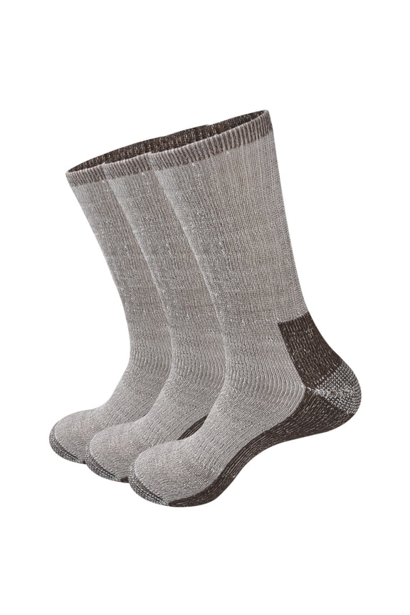 Men's Extra Heavy Cushion Wool Blend Outdoor Hiking Ski Crew Socks with Moisture Wicking