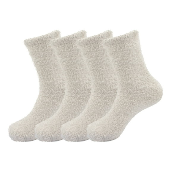 BambooMN Men's Featherlight Fuzzy Socks - Plush Soft Warm Comfy - Light Grey Extra Large - 4 Pairs