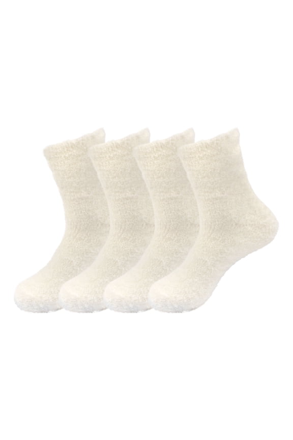 Men's Featherlight Fuzzy Socks - Plush Soft Warm Comfy - White Extra Large - 4 Pairs