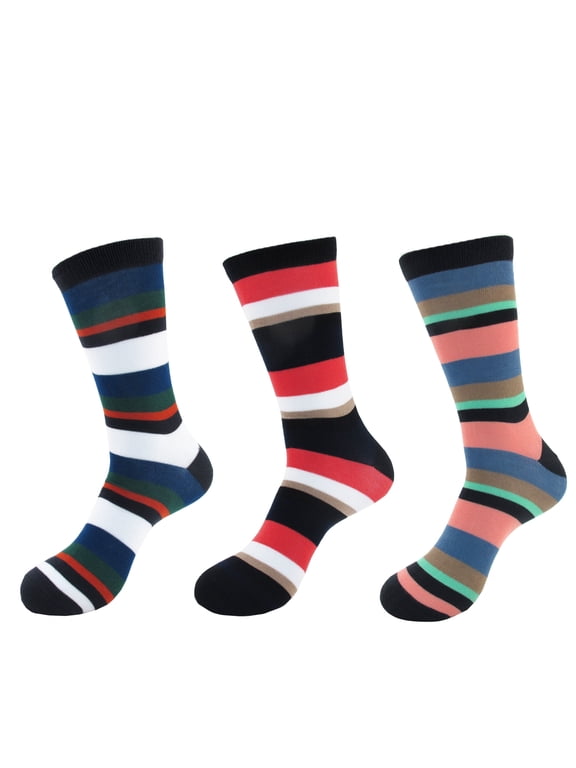 Men's Rayon from Bamboo Stripe Crew Socks - Assortment 3B - Extra Large - 3 Pairs