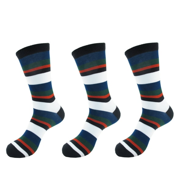 Men's Extra Large Rayon from Bamboo Classic Wicking Soft Casual Dress Stripe Socks - Color 4 - 3prs