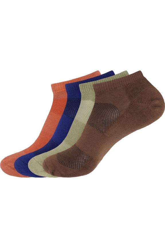 Men's Extra Large Rayon from Bamboo Colored Sports Superior Wicking Athletic Running Ankle Socks - Assortment 98 - 4prs