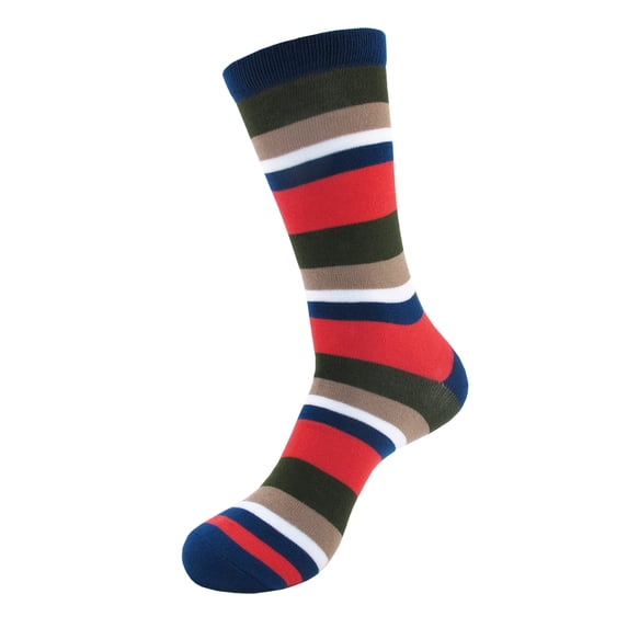 BambooMN Men's Rayon from Bamboo Stripe Crew Socks - Color 1 - Extra Large - 1 Pair