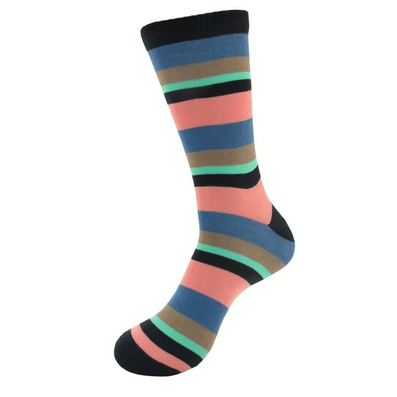Men's Extra Large Rayon from Bamboo Fiber Stripe Socks - Color 06 - 1 Pair, Size 10-14