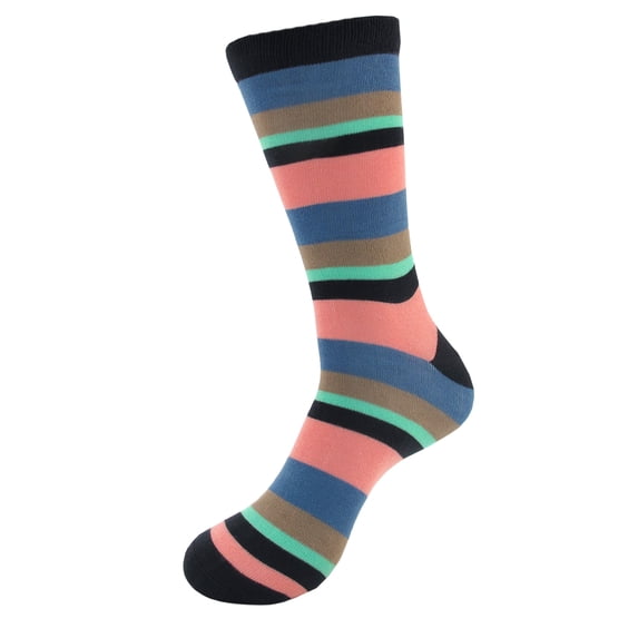 BambooMN Men's Rayon from Bamboo Stripe Crew Socks - Color 6 - Extra Large - 1 Pair