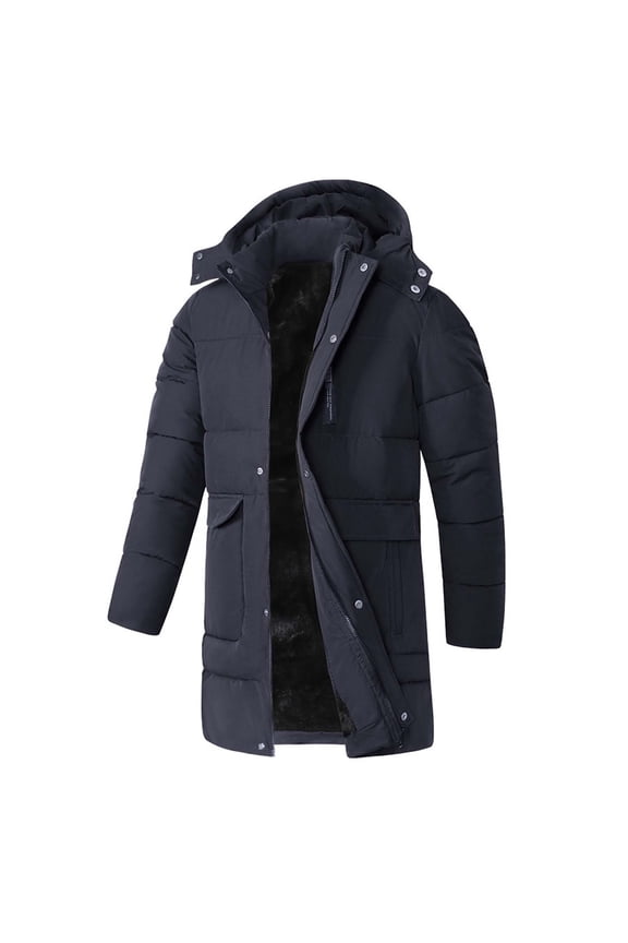 Men's Extra Long Puffer Jacket Winter Coats Parka Coat Color: Navy Size: XXXL