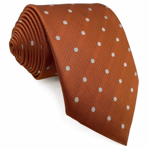 Men's Extra Long Necktie Dotty Dots Orange Formal Business Wedding Tie for Tall Men