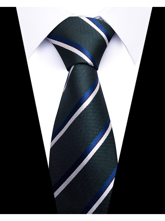 Men's Extra Long Silk Tie Woven Jacquard Classic Necktie for Big and Tall Business Wedding Formal Party Stripe Pattern