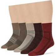 Men's Extra Wide Cotton Quarter Socks - 5 Pack Large - Square Mesh - Sock Size 10-13 Shoe Size 9-12 L Brown, Light Beige, Beige, Khaki, Light Brown