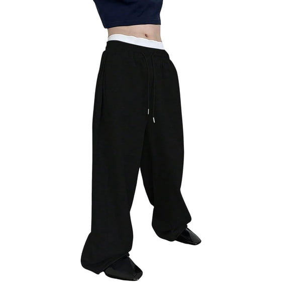 Men's Extra Wide Leg Sweatpants, High Waist Drawstring Lounge Pants