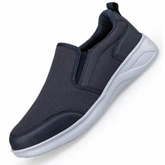 Men's Extra Wide Slip on Walking Shoes, Lightweight Anti-slip Breathable Casual Loafers for Standing All Day