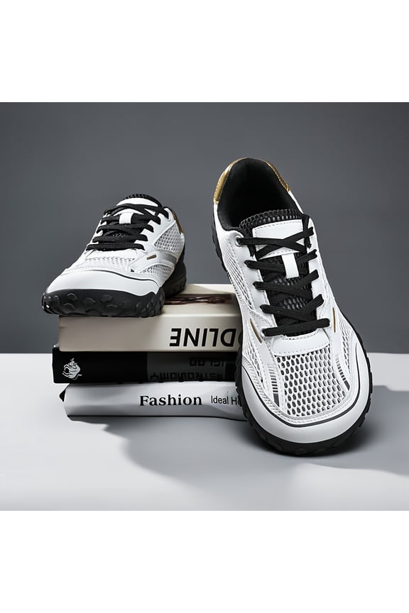 Men's Extra Wide Toe Box Hiking Sneakers, Breathable Non-Slip Running Shoes with Cushioned Sole for Walking, Gym, Trail Training & All-Day Casual Comfort