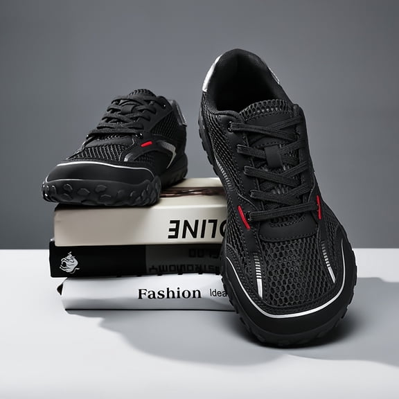 Men's Extra Wide Toe Box Hiking Sneakers, Breathable Non-Slip Running Shoes with Cushioned Sole for Walking, Gym, Trail Training & All-Day Casual Comfort